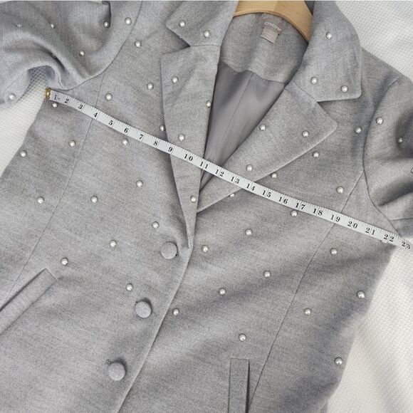 Chico's Midi coat pearl accents new without tags size Large - Picture 8 of 10